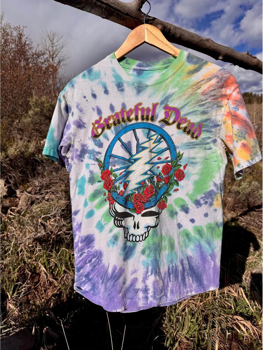 Grateful Dead Liquid Blue Vintage Tie‑Dye T‑Shirt (Double Stitch, Size M)
